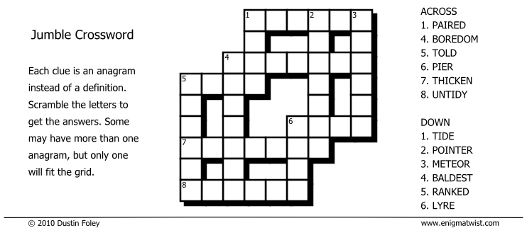 Just 2 Words - FREE JUMBLE CROSSWORD PUZZLE ! (+ 2 Answers) I've placed two  answers to today's Jumble Crossword clues at the bottom of this post. Keep  your eyes up here